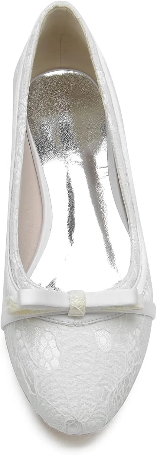 ADMLZQQ Women's Flats Round Toe Slip on Ribbon Bow Walking Ballet Flat Shoes