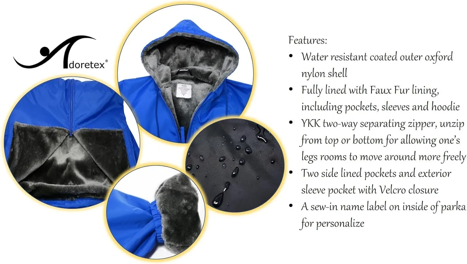 Adoretex Unisex Adult & Youth Faux Fur Lining Swim Parka