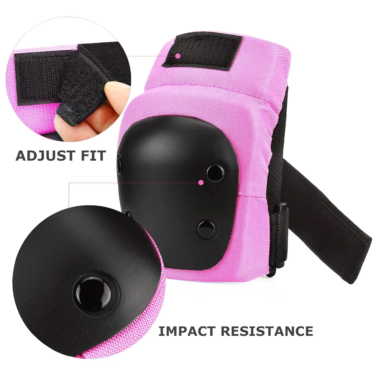 Adult/Child Knee Pads Elbow Pads Wrist Guards 3 in 1 Protective Gear Set for Skateboarding Inline Roller Biking Roller Skating Cycling Outdoor Sports Pink L
