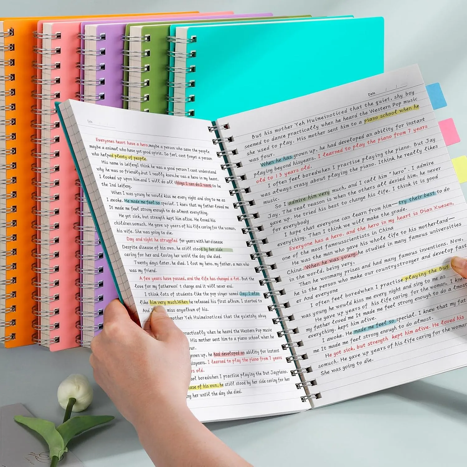AHGXG Spiral Notebook 8.5" x 11" - Large Spiral Journal A4 Notebook College Ruled, 300 Pages Writing Journal for Work, 100GSM Thick Paper, Plastic Hardcover, for Women Men Office School, Lake Blue