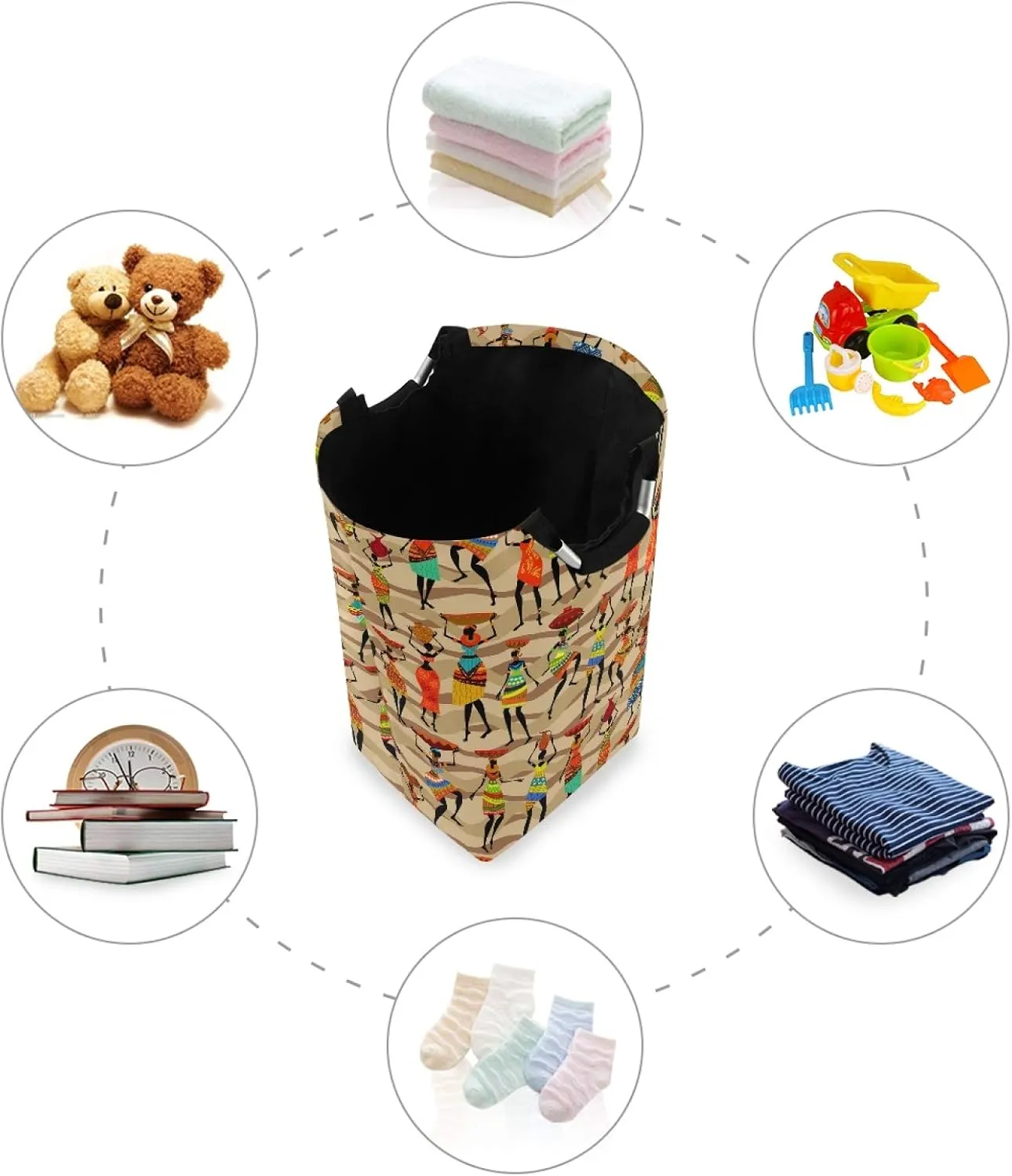 ALAZA Large Laundry Hamper Basket African Woman Laundry Bag Collapsible Oxford Cloth Stylish Home Storage Bin with Handles, 22.7 Inch