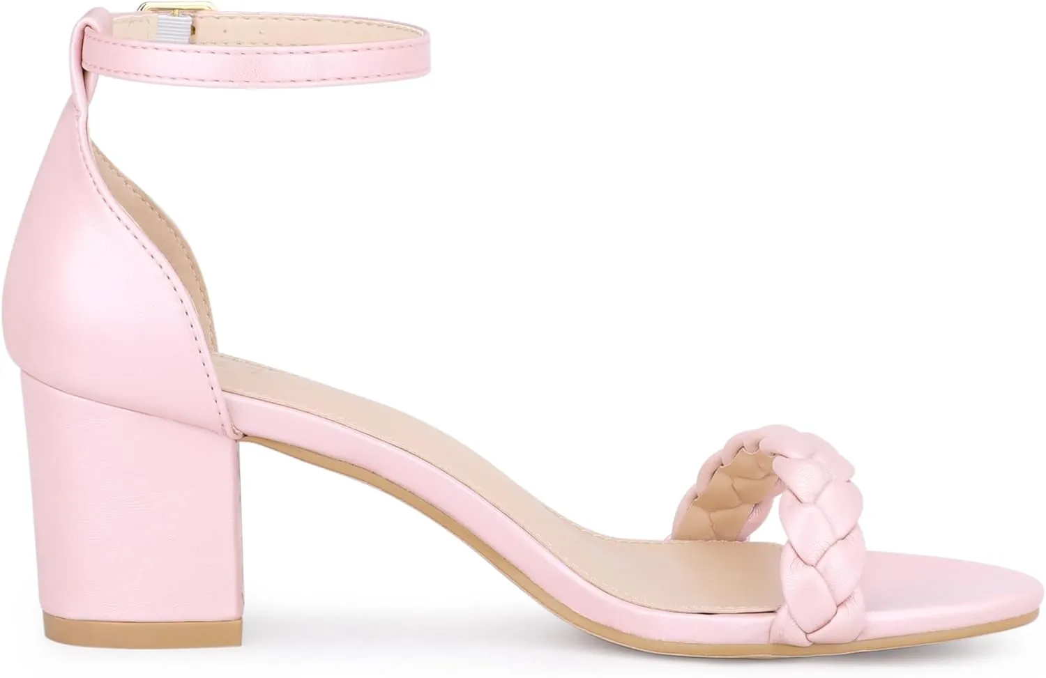 Allegra K Women's Chunky Heels Ankle Strap Braided Heel Sandals