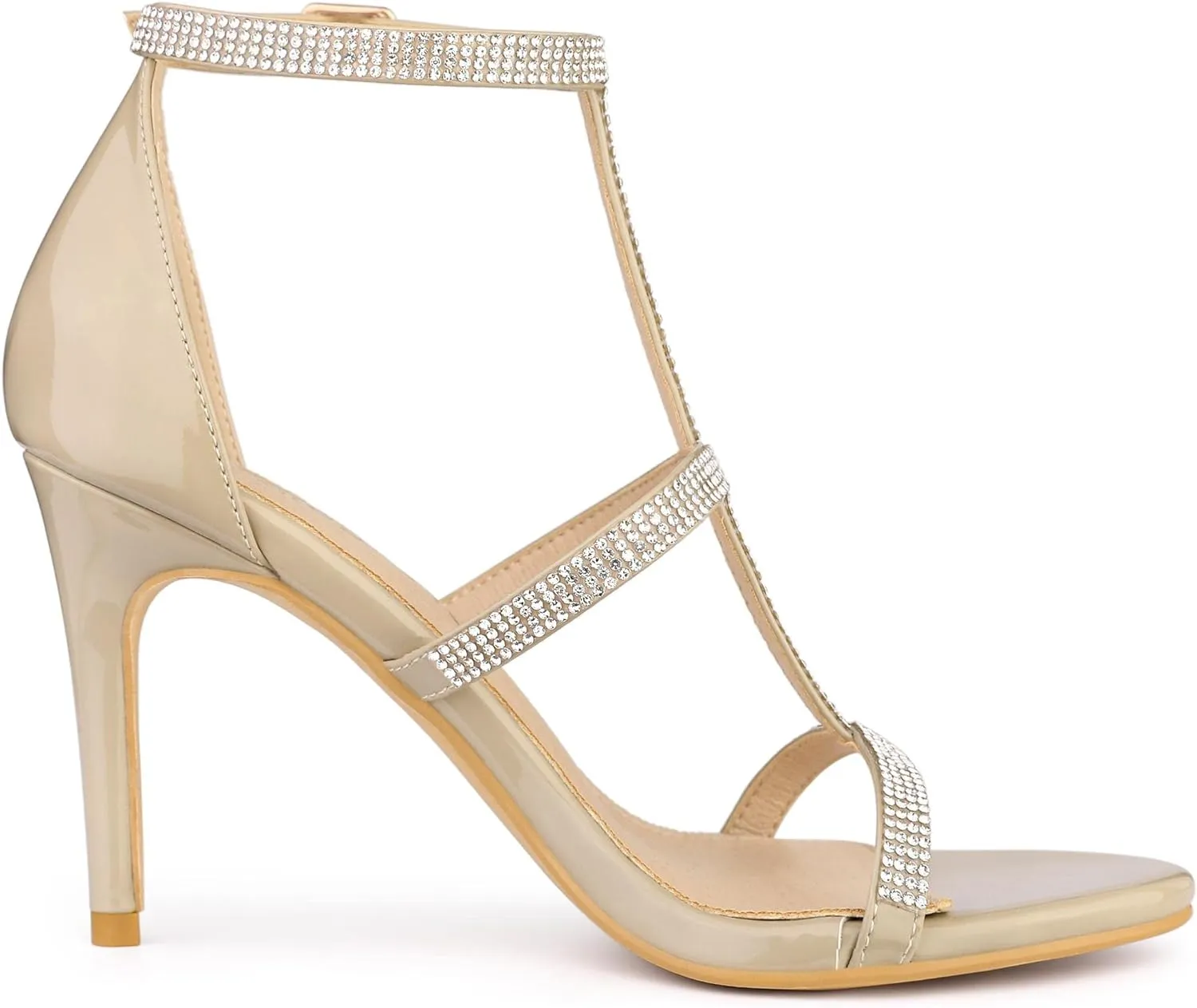 Allegra K Women's Rhinestone Ankle Strap Stiletto High Heel Sandals