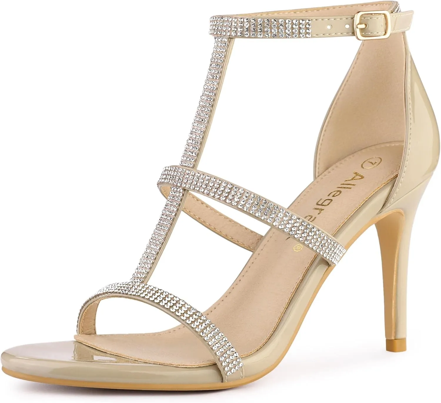 Allegra K Women's Rhinestone Ankle Strap Stiletto High Heel Sandals
