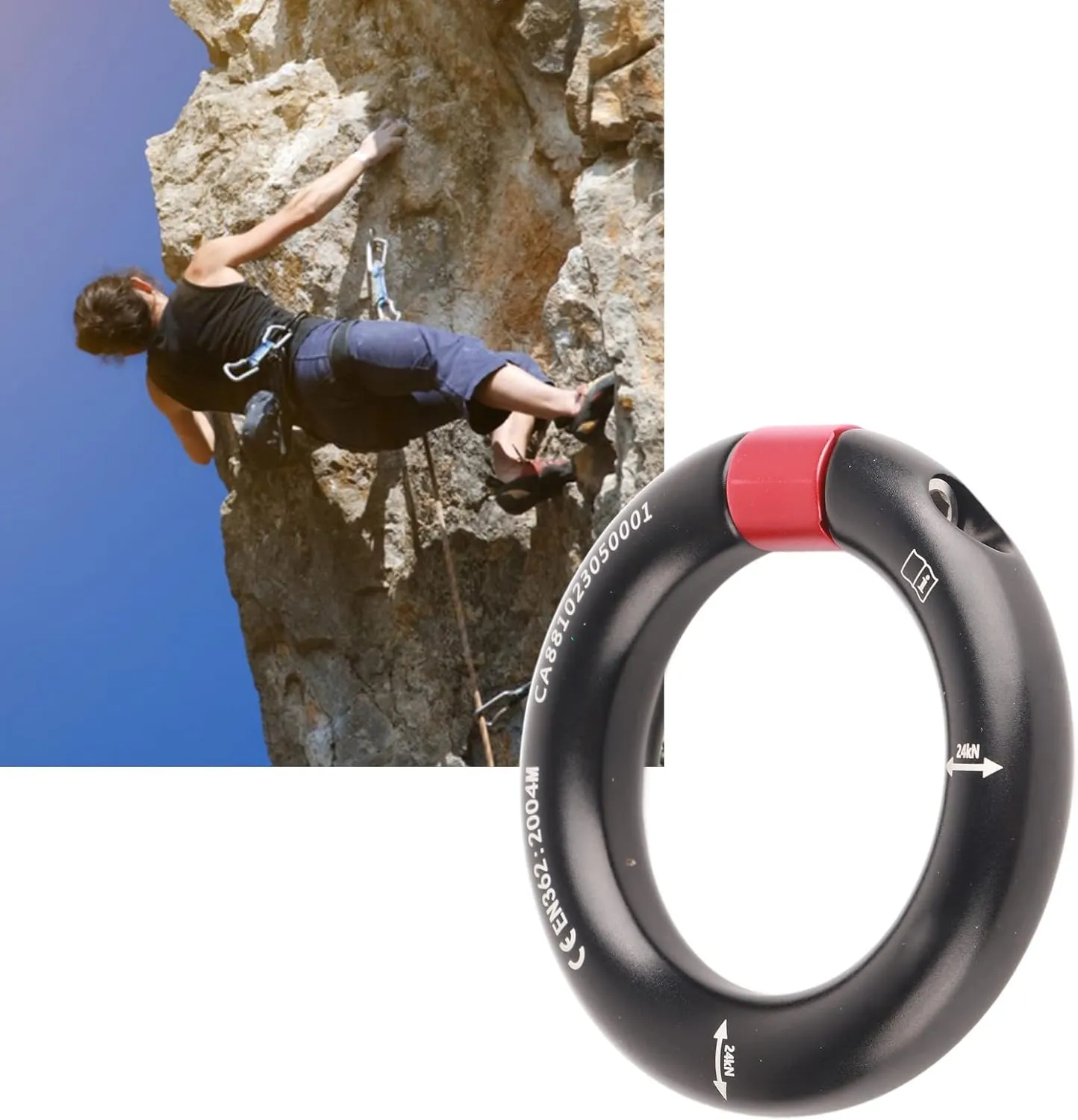 Aluminum Alloy Rappel Ring Equipment 12mm Opening Detachable Climbing Belay O Ring Connection for Rock Climbing Arborist Rescue