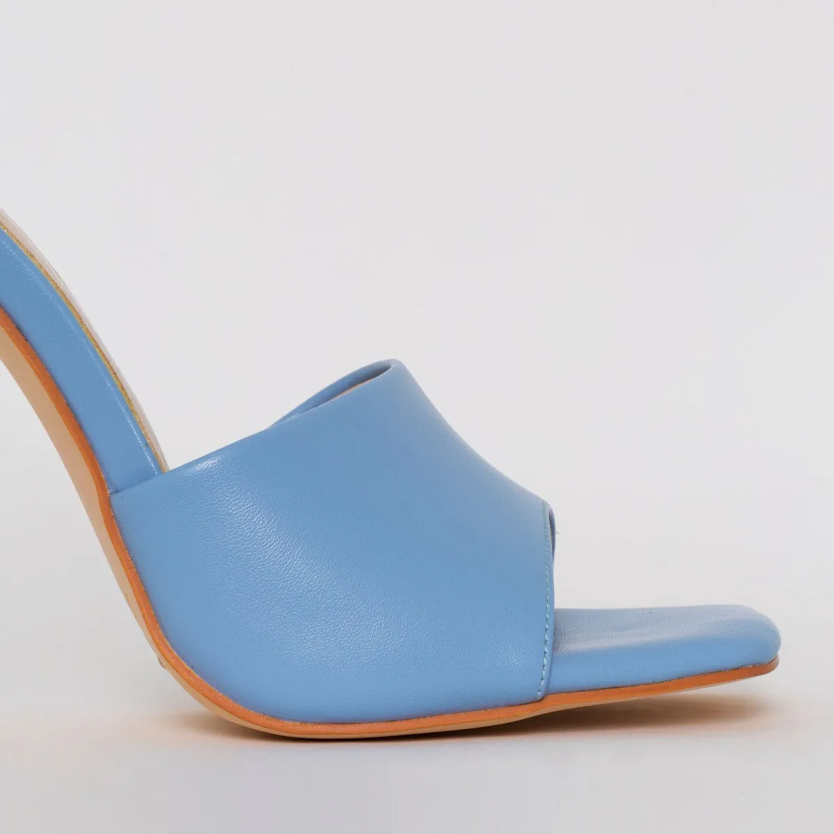 Amalie Blue Stiletto Mule Heels