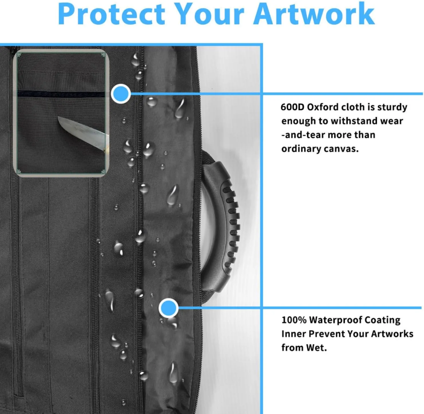 Aphse 19 * 23 Art Portfolio Bag, Arts Portfolio Case with Nylon Shoulder, Light Weight Waterproof Poster Board Storage Bag, Art Tote Bags for Artwork(Black)
