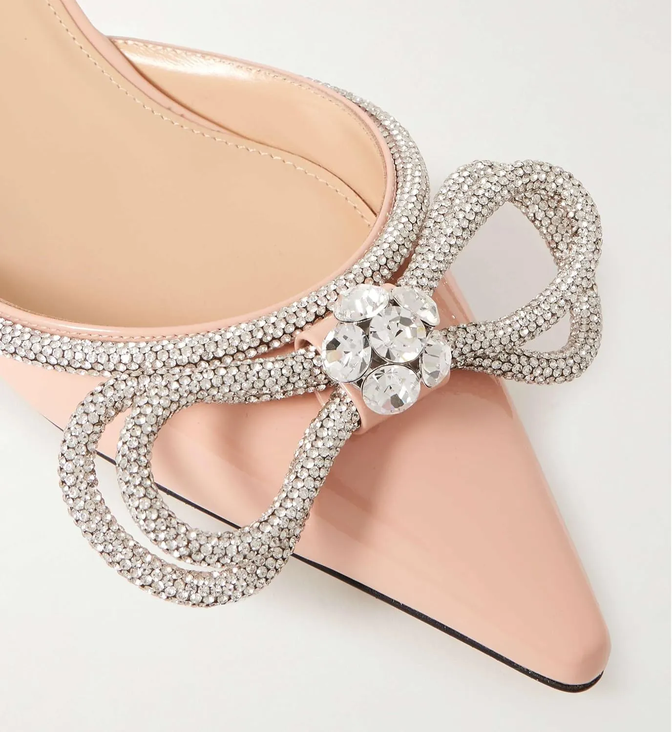 Arqa Double Bow Crystal Embellished Flats Women's Rhinestone Ankle Straps Ballet Flat Pointed Toe Bows Ballerina Shoes