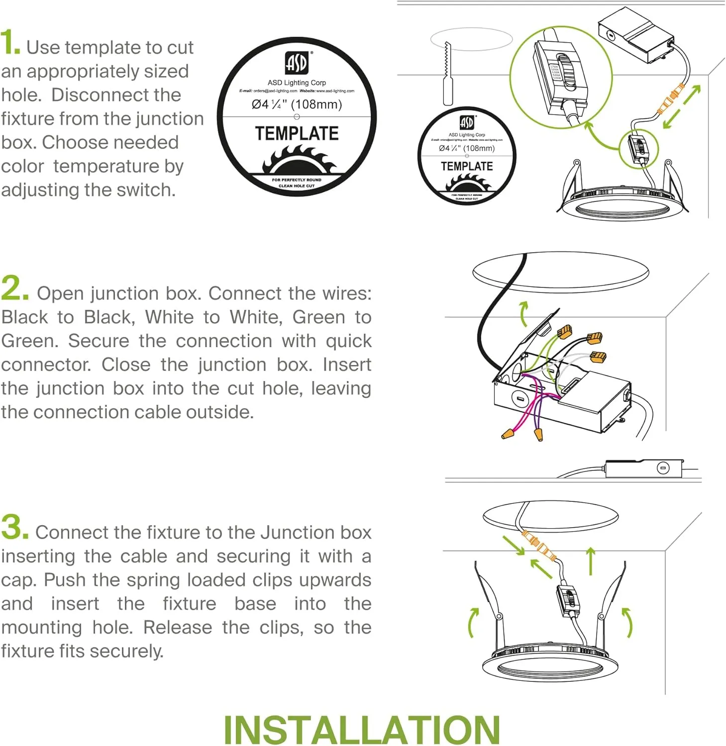 ASD Fire Rated Recessed Light 4 Inch, 12W 120-277V, Round Mini Panel Baffle Trim, 5 CCT 2700K/3000K/3500K/4000K/5000K, Dimmable Canless Commercial LED Downlight, Wet and IC Rated, Air Tight, ETL