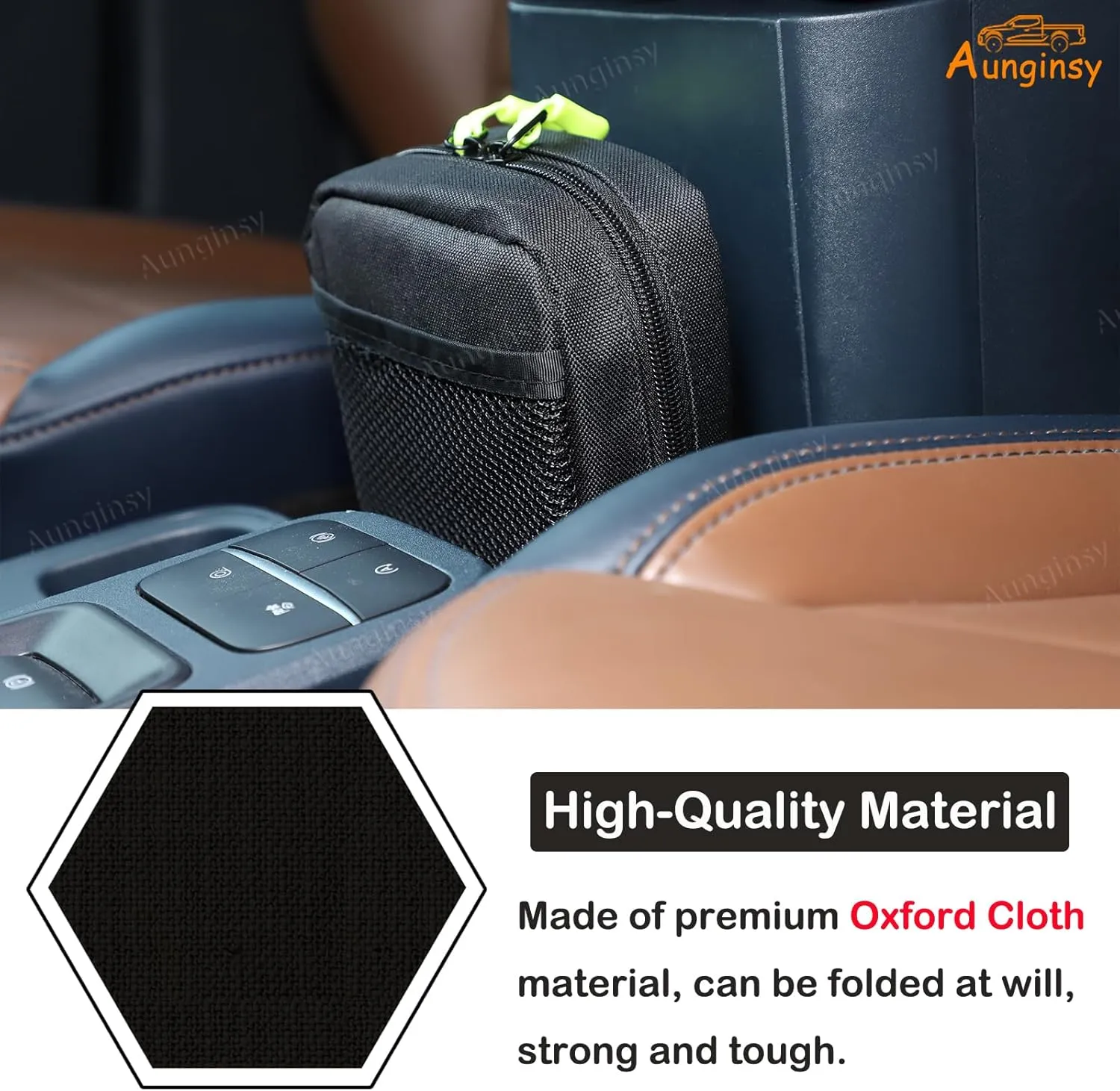 Aunginsy Central Control Storage Bag Compatible with Ford Maverick 2022-2024 Truck Center Console Organizer Tray Front Armrest Hanging Groove Insert Storage Box Oxford Cloth Space Saving Accessories