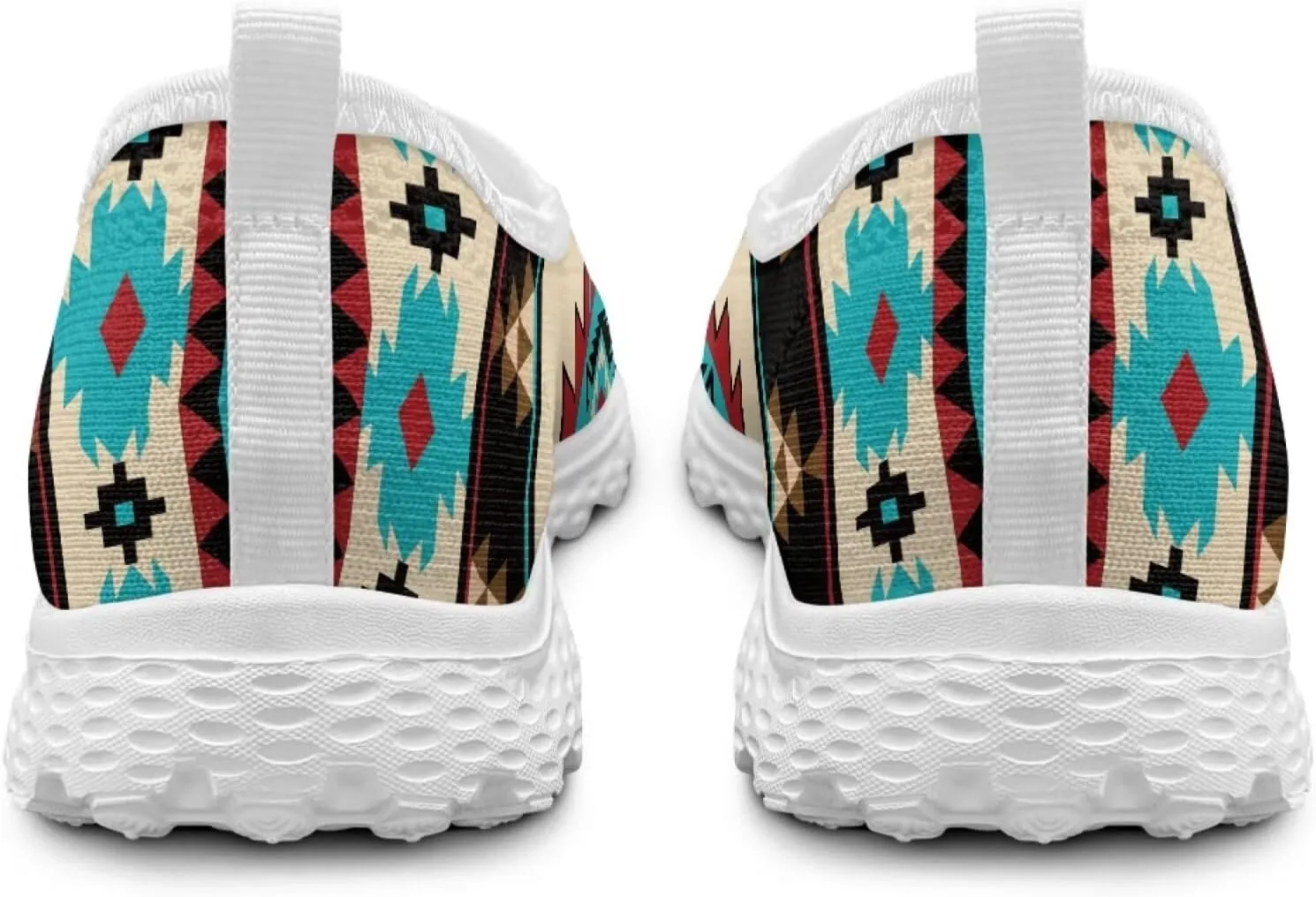 Aztec Tribal Print Women Slip on Walking Shoes Mesh Ballet Flats Sneaker Comfort Casual Loafers with Anti-Slip Sole