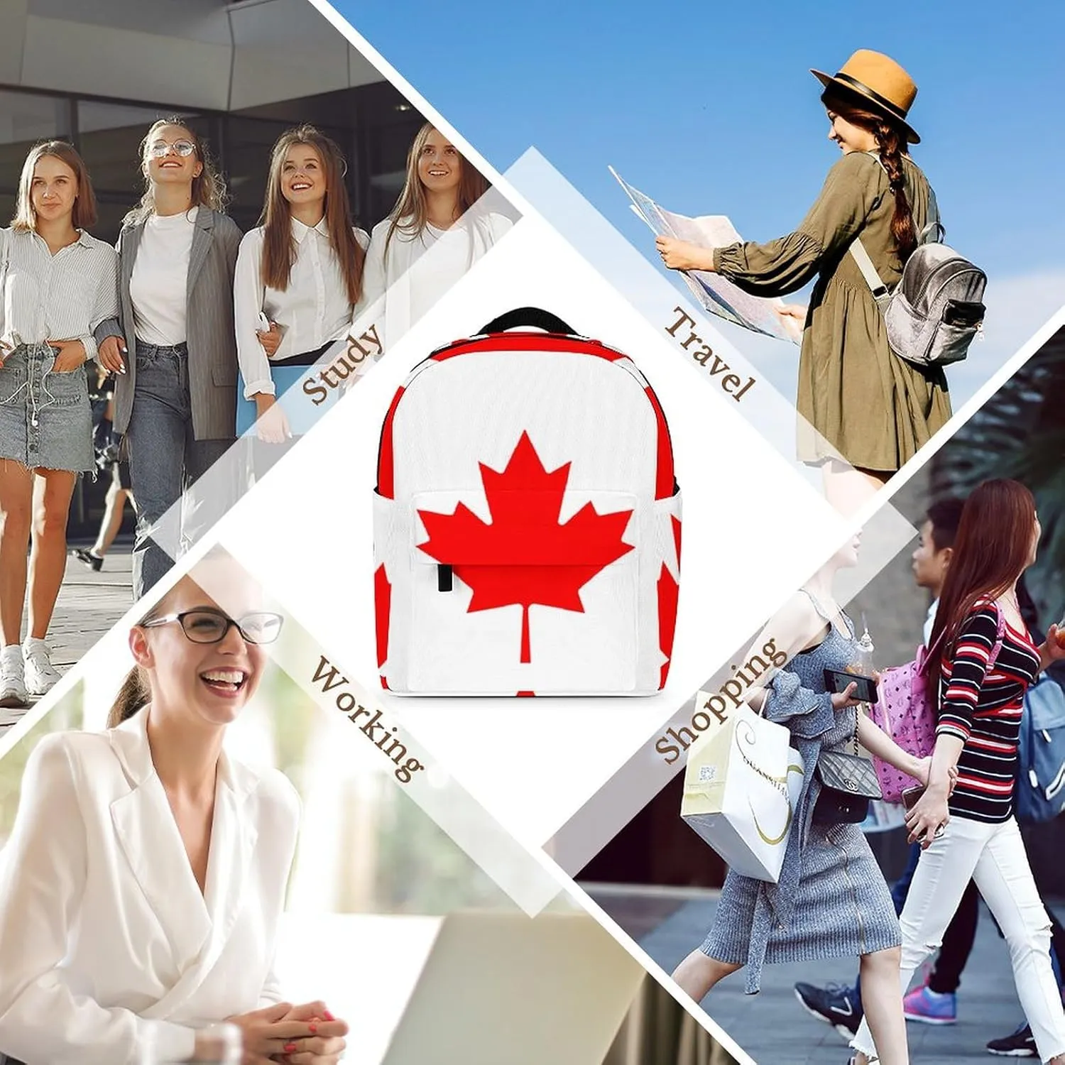 Backpack Canadian Canada Flag Purse for Women, Travel, Work