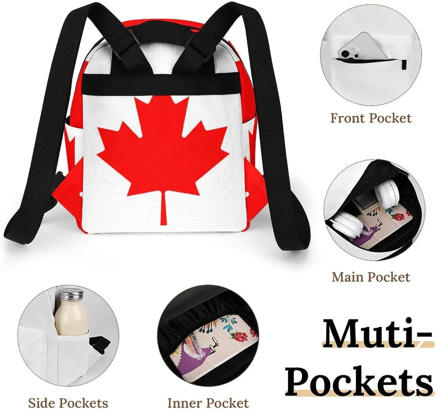 Backpack Canadian Canada Flag Purse for Women, Travel, Work