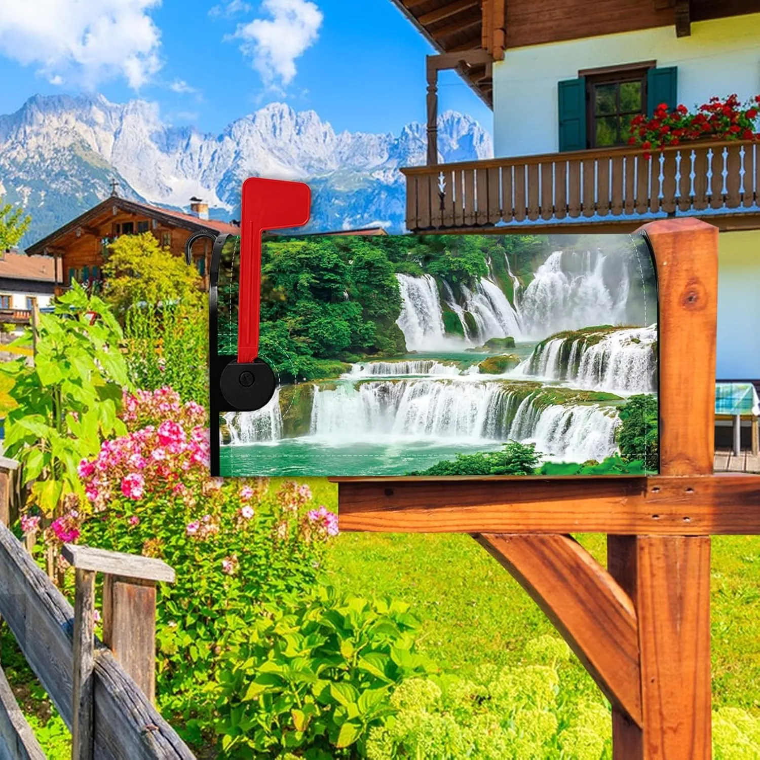 Baocicco Waterfall Mailbox Cover Magnetic Natural Scenic Spot River Spring Waterfall Magnetic Mailbox Covers for Modern House Decorative 21x18 Inch Waterproof Fabric Mailwraps Post Letter Box Cover