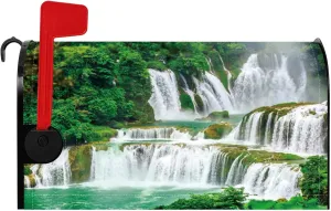 Baocicco Waterfall Mailbox Cover Magnetic Natural Scenic Spot River Spring Waterfall Magnetic Mailbox Covers for Modern House Decorative 21x18 Inch Waterproof Fabric Mailwraps Post Letter Box Cover