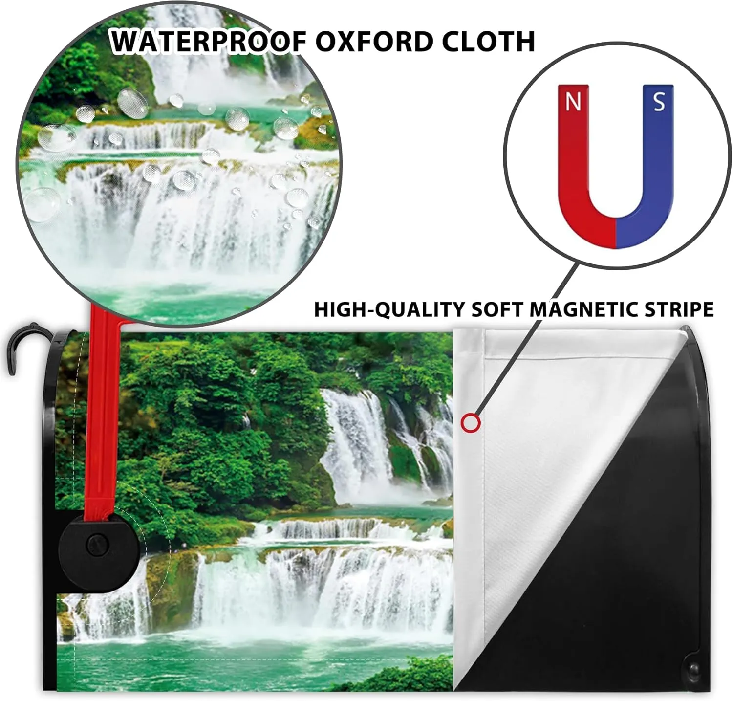 Baocicco Waterfall Mailbox Cover Magnetic Natural Scenic Spot River Spring Waterfall Magnetic Mailbox Covers for Modern House Decorative 21x18 Inch Waterproof Fabric Mailwraps Post Letter Box Cover