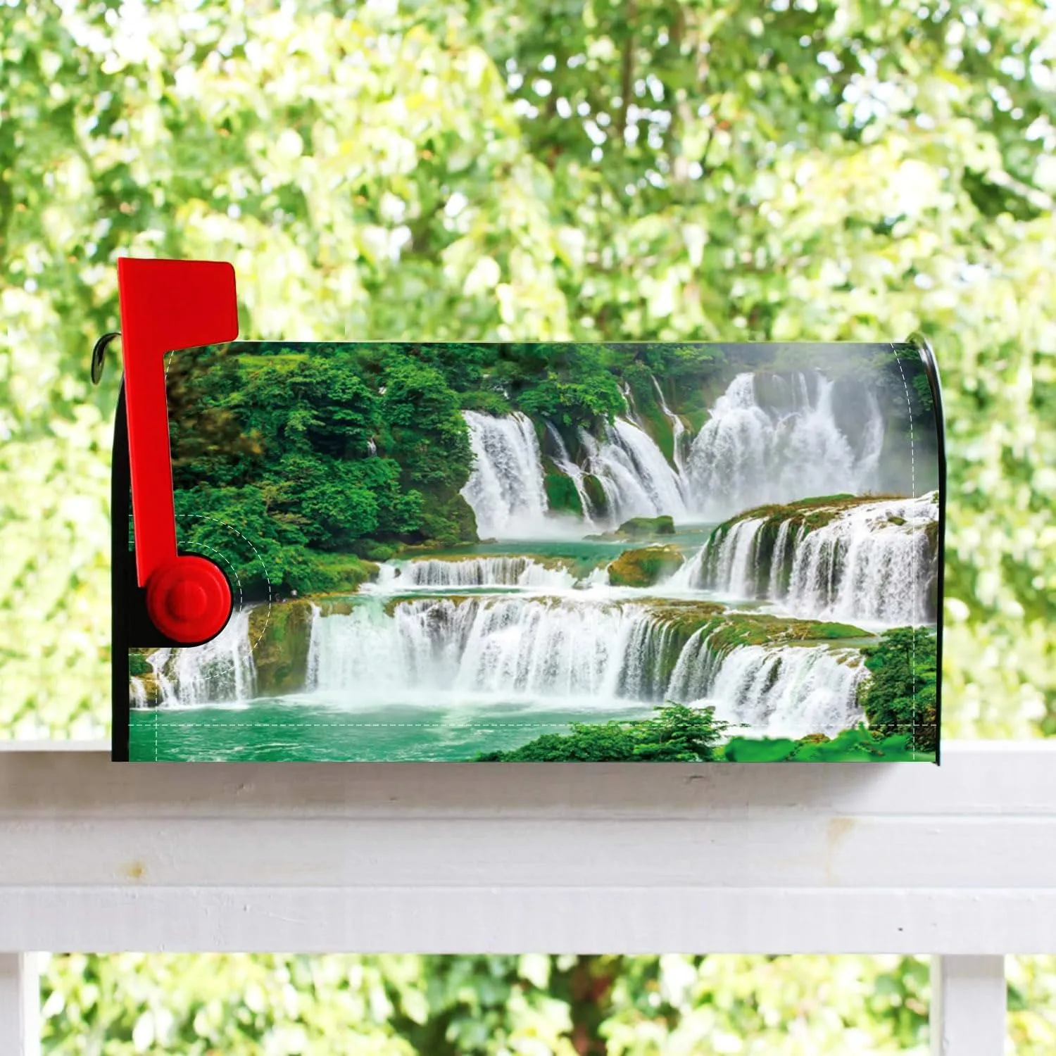 Baocicco Waterfall Mailbox Cover Magnetic Natural Scenic Spot River Spring Waterfall Magnetic Mailbox Covers for Modern House Decorative 21x18 Inch Waterproof Fabric Mailwraps Post Letter Box Cover