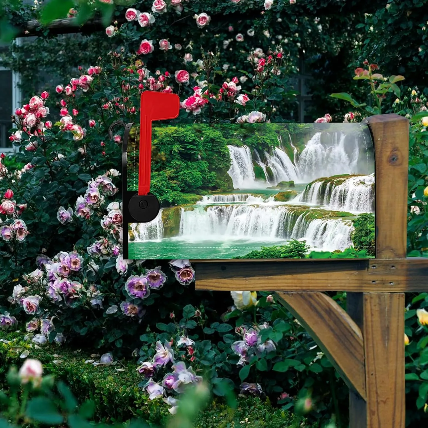 Baocicco Waterfall Mailbox Cover Magnetic Natural Scenic Spot River Spring Waterfall Magnetic Mailbox Covers for Modern House Decorative 21x18 Inch Waterproof Fabric Mailwraps Post Letter Box Cover