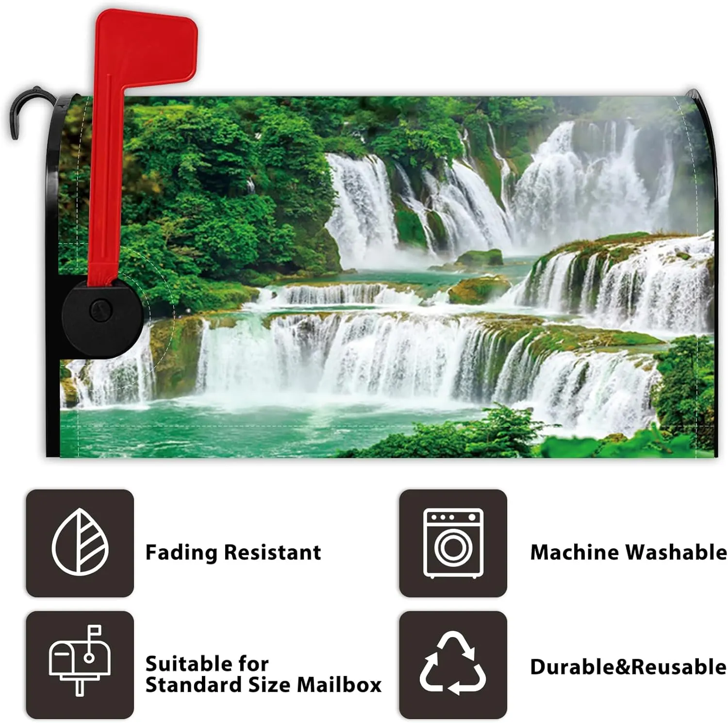 Baocicco Waterfall Mailbox Cover Magnetic Natural Scenic Spot River Spring Waterfall Magnetic Mailbox Covers for Modern House Decorative 21x18 Inch Waterproof Fabric Mailwraps Post Letter Box Cover