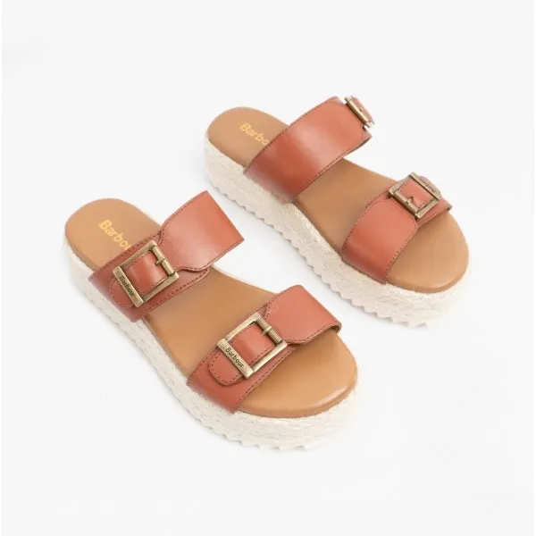 Barbour AMELDA Womens Leather Mule Sandals Tan