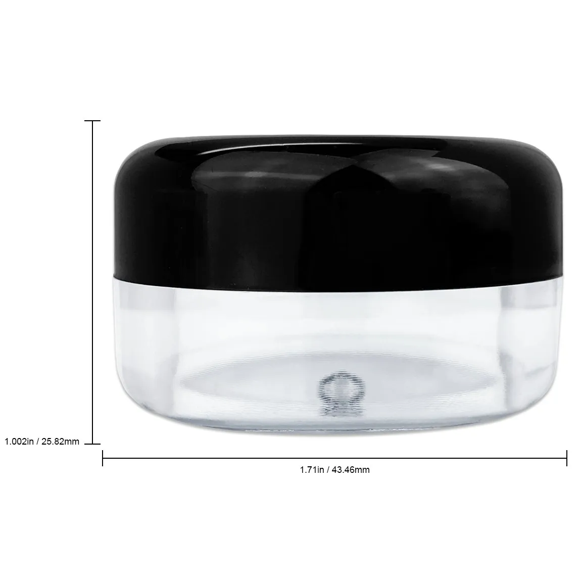 Beauticom 15 gram/15ml Empty Clear Small Round Travel Container Jars with Lids for Make Up Powders, Eyeshadow Pigments, Lotions, Creams, Lip Balm, Lip Gloss, Samples (60 Pieces, Black Lid)