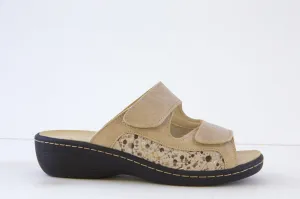 BELVIDA - 15.518 FLAT DOUBLE VELCRO MULE - TAUPE/BEIGE