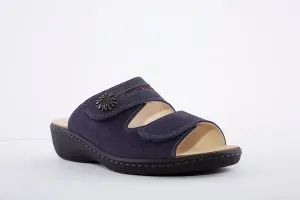 BELVIDA - LOW WEDGE VELCRO MULE - NAVY