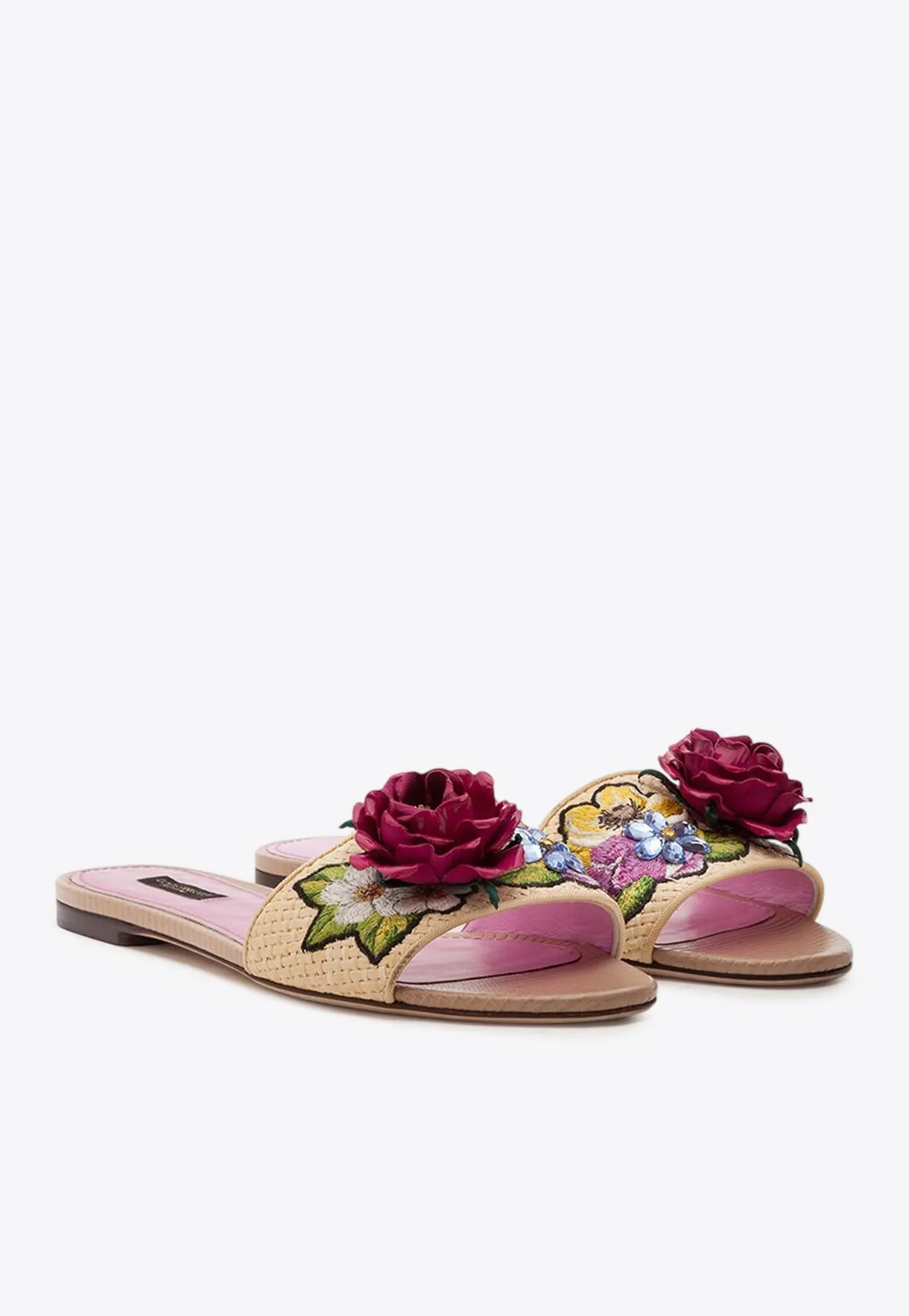 Bianca Floral Embroidered Flat Sandals