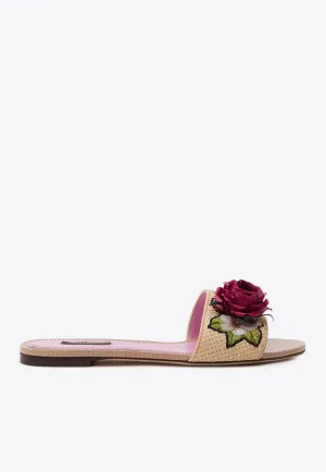 Bianca Floral Embroidered Flat Sandals