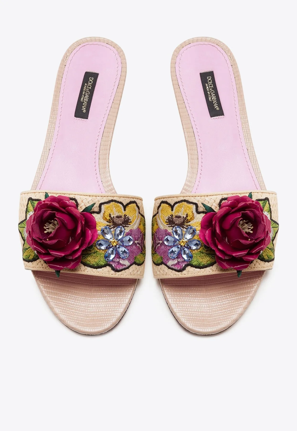 Bianca Floral Embroidered Flat Sandals