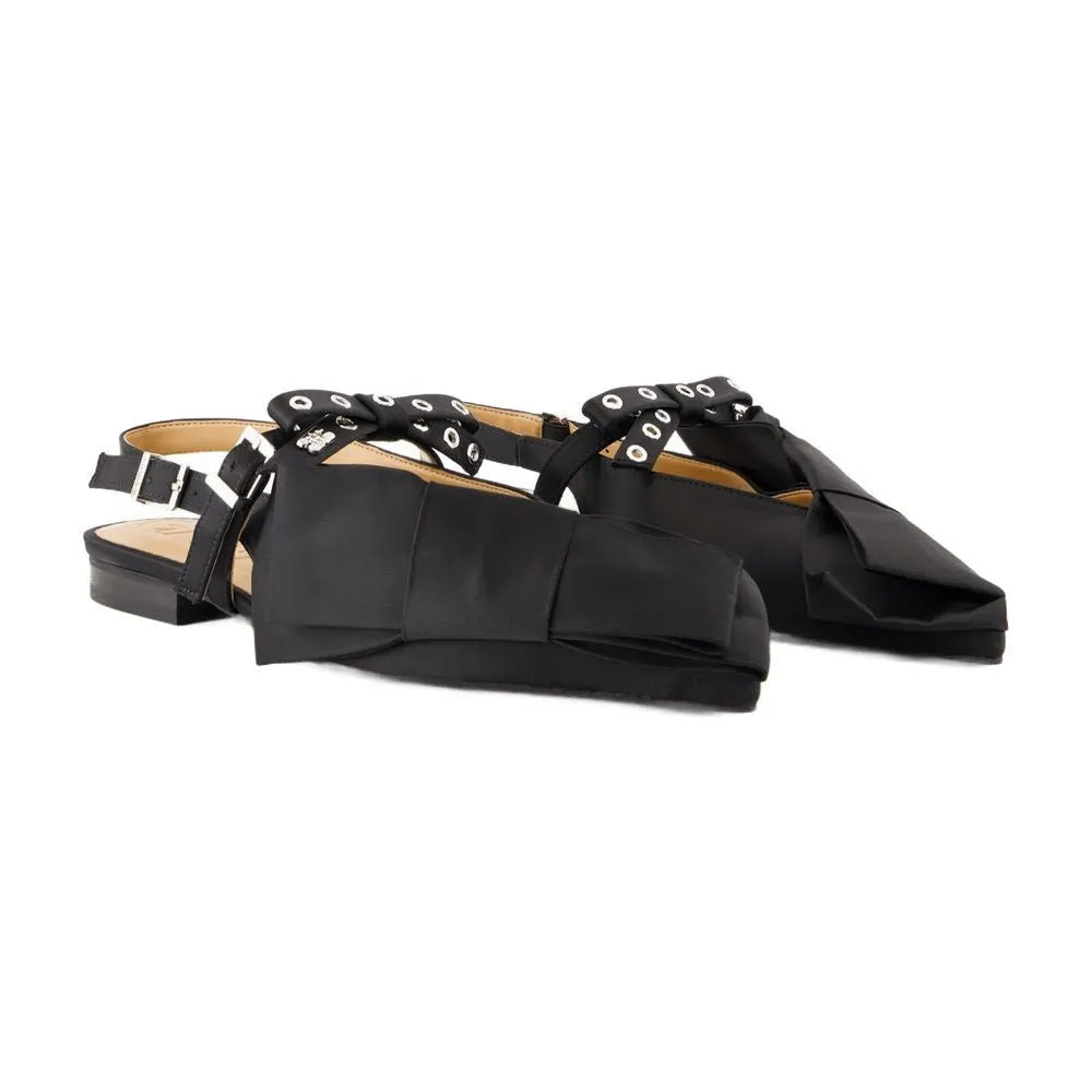 Big Bow Ballerinas - Synthetic - Black