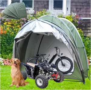 Bike Tent Hanging 2 in 1 Motorcycle Tent with Double Doors for 2-5 Bikes Storage Tent Bike Tent,Green