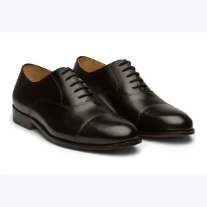 Black Classic Toecap Oxford With Stitch Detail