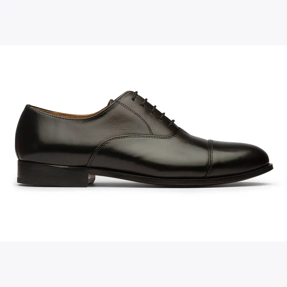 Black Classic Toecap Oxford With Stitch Detail
