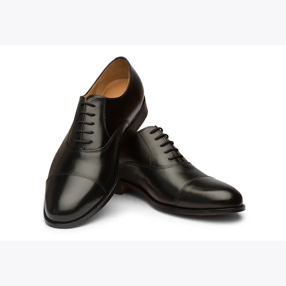 Black Classic Toecap Oxford With Stitch Detail