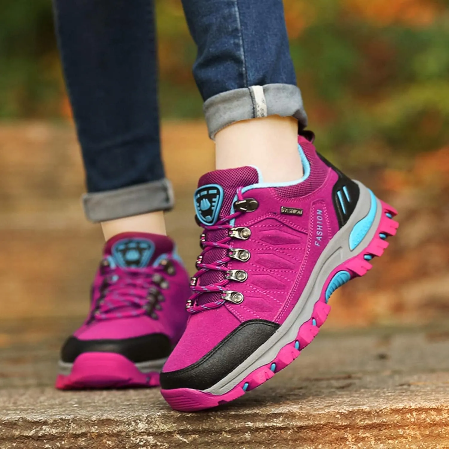 BORAMAX Women's Sneakers Outdoor Sports Climbing Hiking Shoes Waterproof Trekking Running Shoes Womens Climbing Shoes