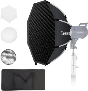 Bowens Mount Parabolic Softbox, Upgraded One-Step Quick Installation, Takerers 22inch/55cm Deep Parabolic Softbox Diffuser with Honeycomb Grid, Compatible for Aputure/Smallrig/Neewer/GVM Lights, Flash