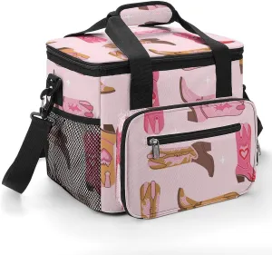 Bright Cowgirl Boots 22.5L Insulated Camping Coolers Bag Western Life Large Leakproof Ice Chest for Beach Travel Picnic