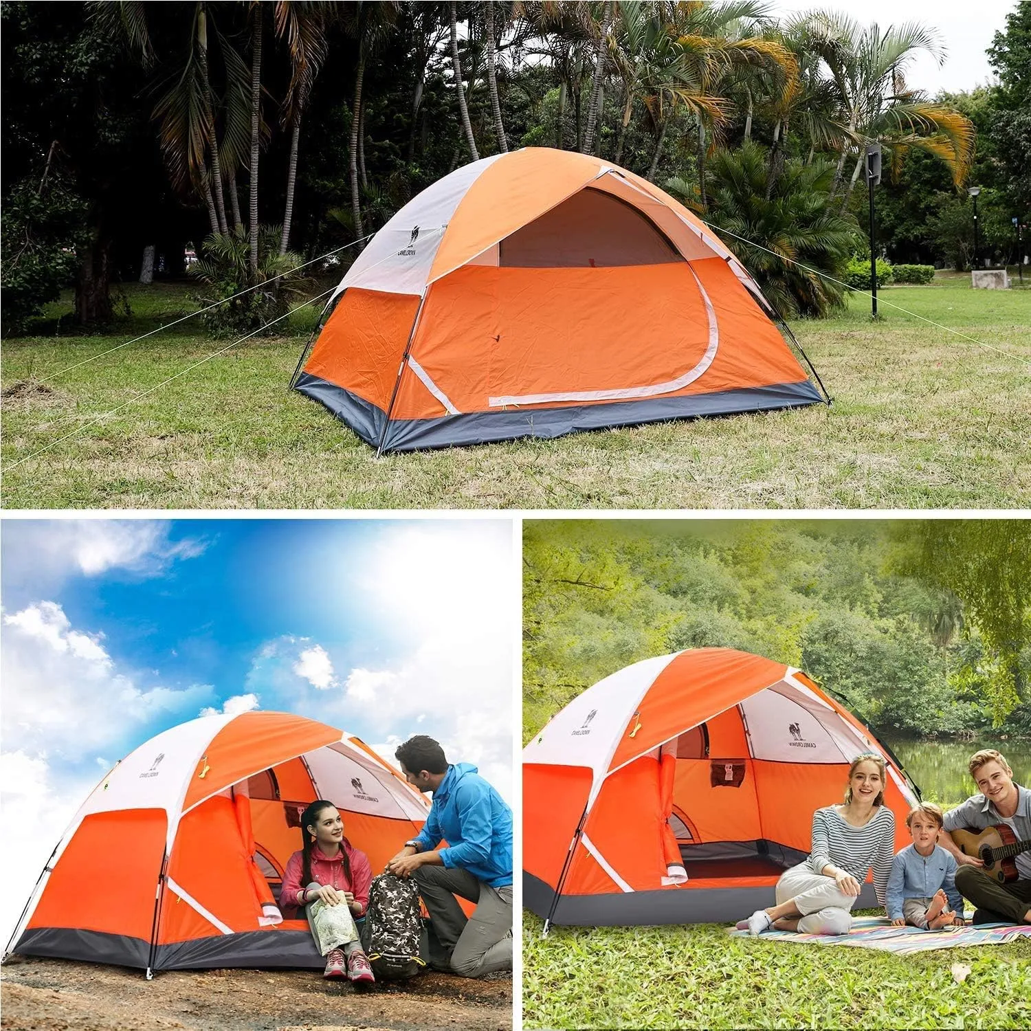 CAMEL CROWN Tents for Camping 2/3/4/5 Person Camping Dome Tent, Waterproof,Spacious, Lightweight Portable Backpacking Tent for Outdoor Camping/Hiking