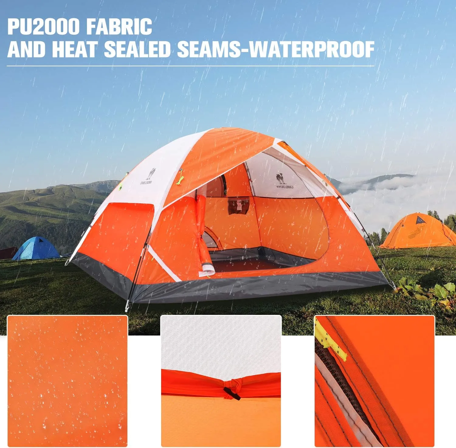 CAMEL CROWN Tents for Camping 2/3/4/5 Person Camping Dome Tent, Waterproof,Spacious, Lightweight Portable Backpacking Tent for Outdoor Camping/Hiking