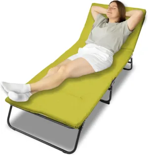 Camping Cot, Outdoor Folding Cot Bed with Pad and Pillow for Adults Heavy Duty Sleeping Cot, Portable Camp Cots for Camping Tent Travel Office, 1200 D Layer Oxford Travel Camp Cots (Green)