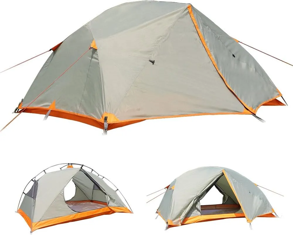 Camping Tents 4 Person Family Tent with 2 Doors Extra Weatherproof Tent 4 Seasons Tents with Double Waterproof Groundsheets Screened Room Porch Carry Bag for Travelling Outdoor