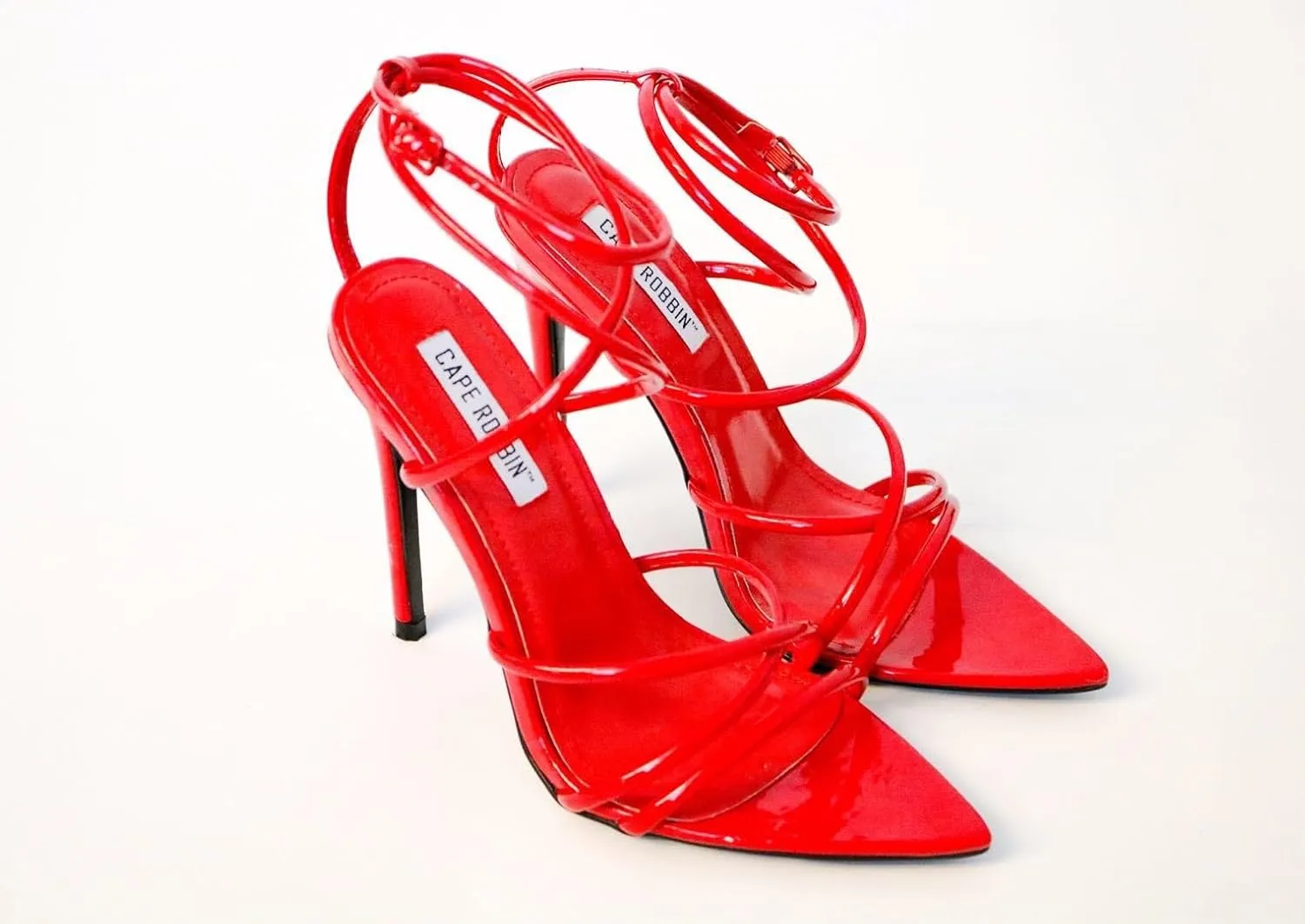 Cape Robbin Ada Strappy Pointy Open Toe Ankle Strap Stiletto Heel Sandals Black