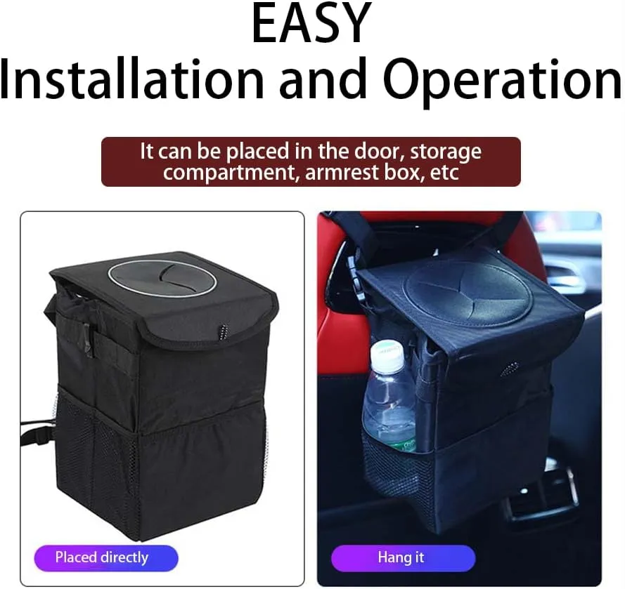 Car Garbage Can for Chevrolet Suburban/GMC Yukon XL 2021 2022 2023 2024,Leak-Proof Waterproof Foldable Bin Hanging Car Trash Bag with Lid Organizer All Seasons,XL