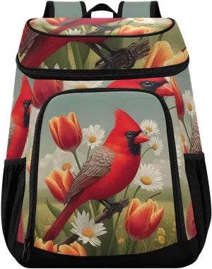 Cardinalbird Daisy Tulip Cooler Backpack Cooler Insulated Leak Proof Lunch Backpack 36 Cans Waterproof Soft for Men Women Picnic Hiking Camping Beach