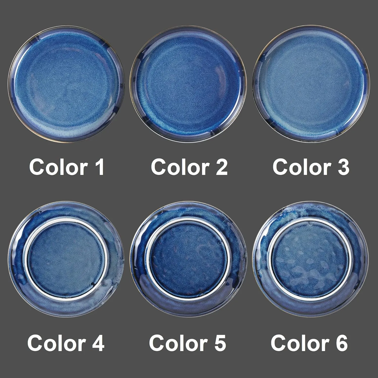 Ceramic Flat Plates Set of 4-8 in - The Dessert, Salad, Appetizer, Small Lunch, etc Plate. Microwave, Oven, and Dishwasher Safe, Scratch Resistant. Kitchen Porcelain Dish-Royal Blue