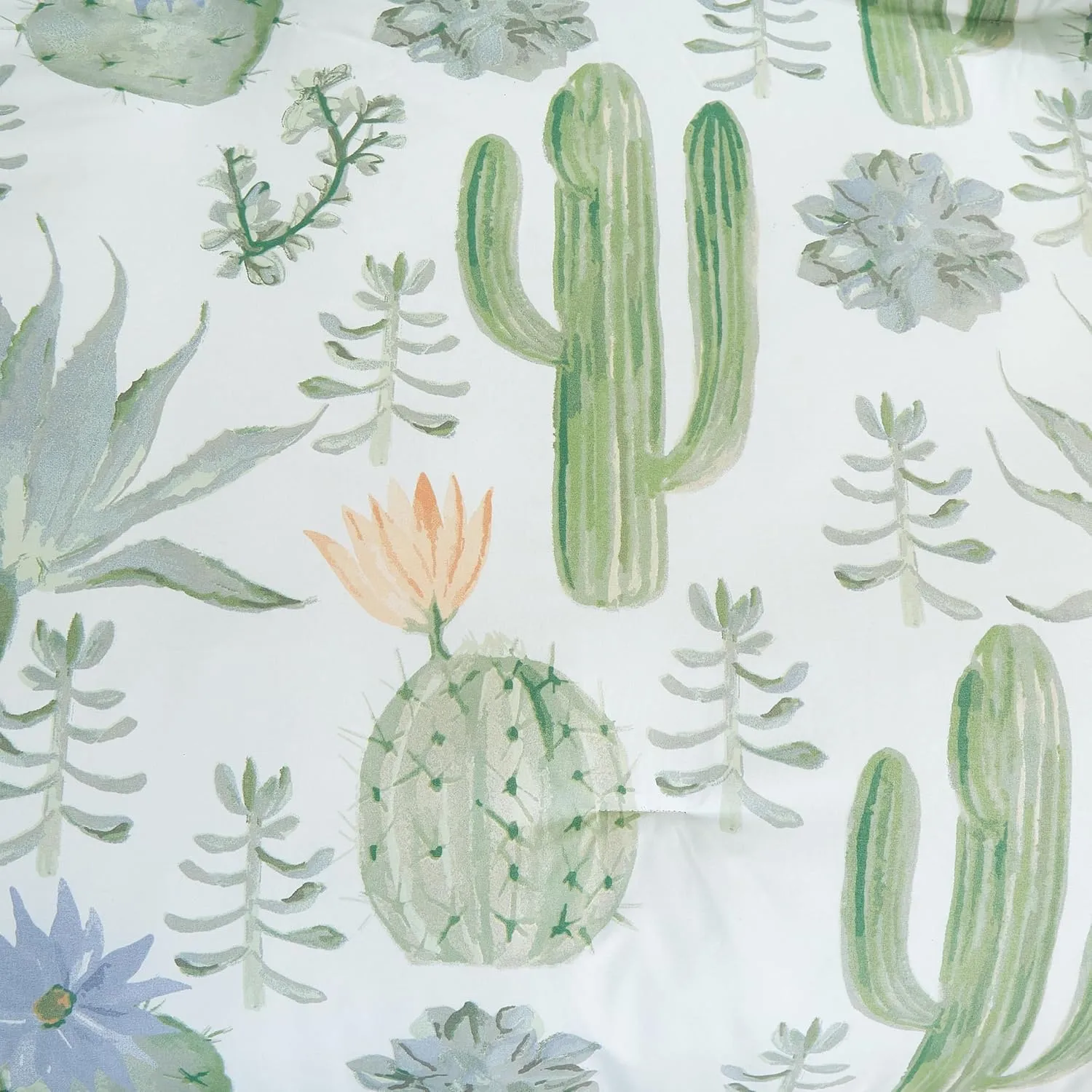 Chezmoi Collection Gregory 7-Piece Serene Lodge Bed in a Bag King Comforter Set - Green Blue Cactus Succulent Plant Printed Microfiber Bedding Set