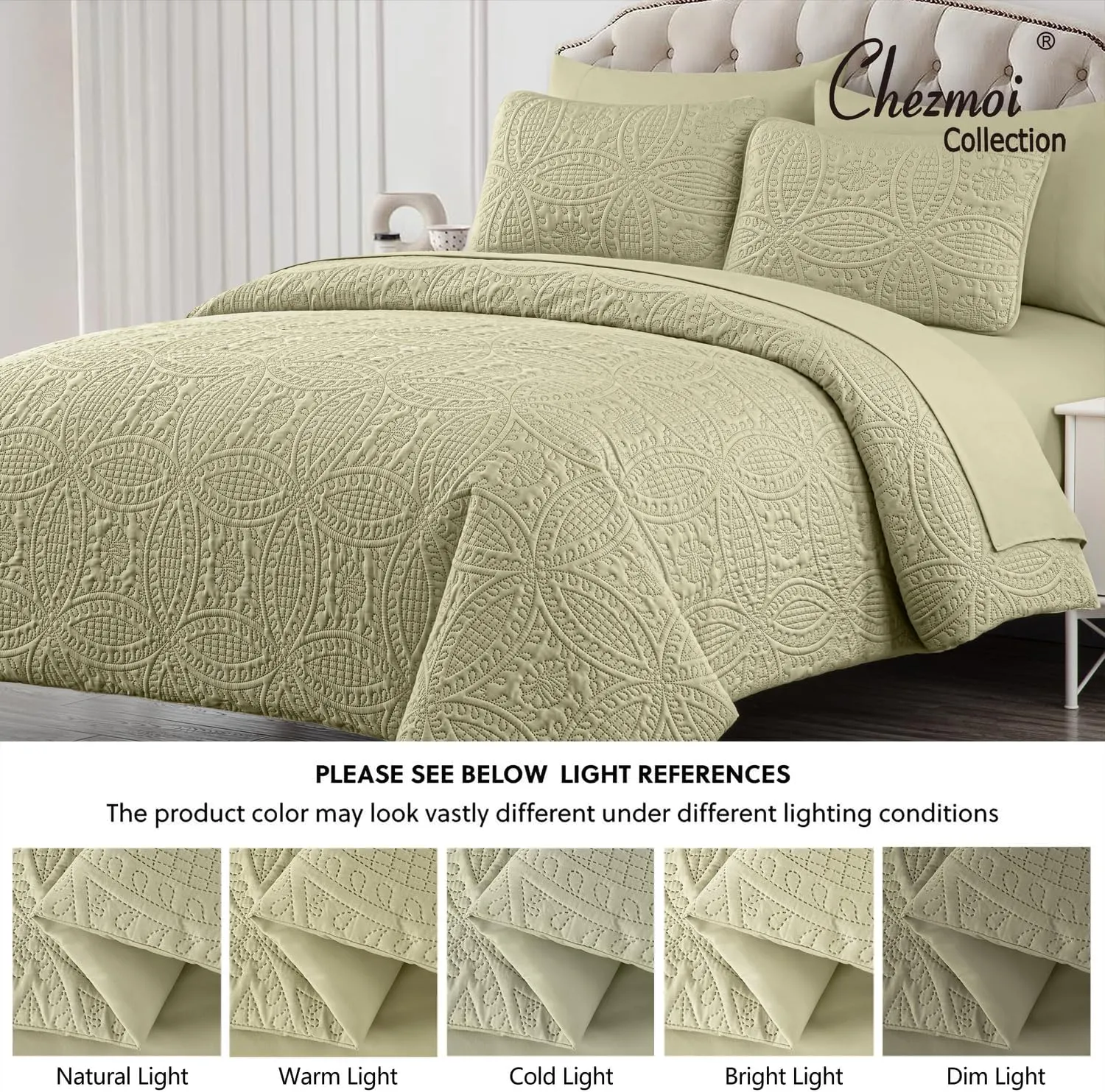 Chezmoi Collection Liam Tan Queen Size Bed in a Bag Comforter Set - 7 Pieces Coin Pattern Lightweight Comforter with Bed Sheets, Pillowcases & Shams Bedding Set for All Seasons