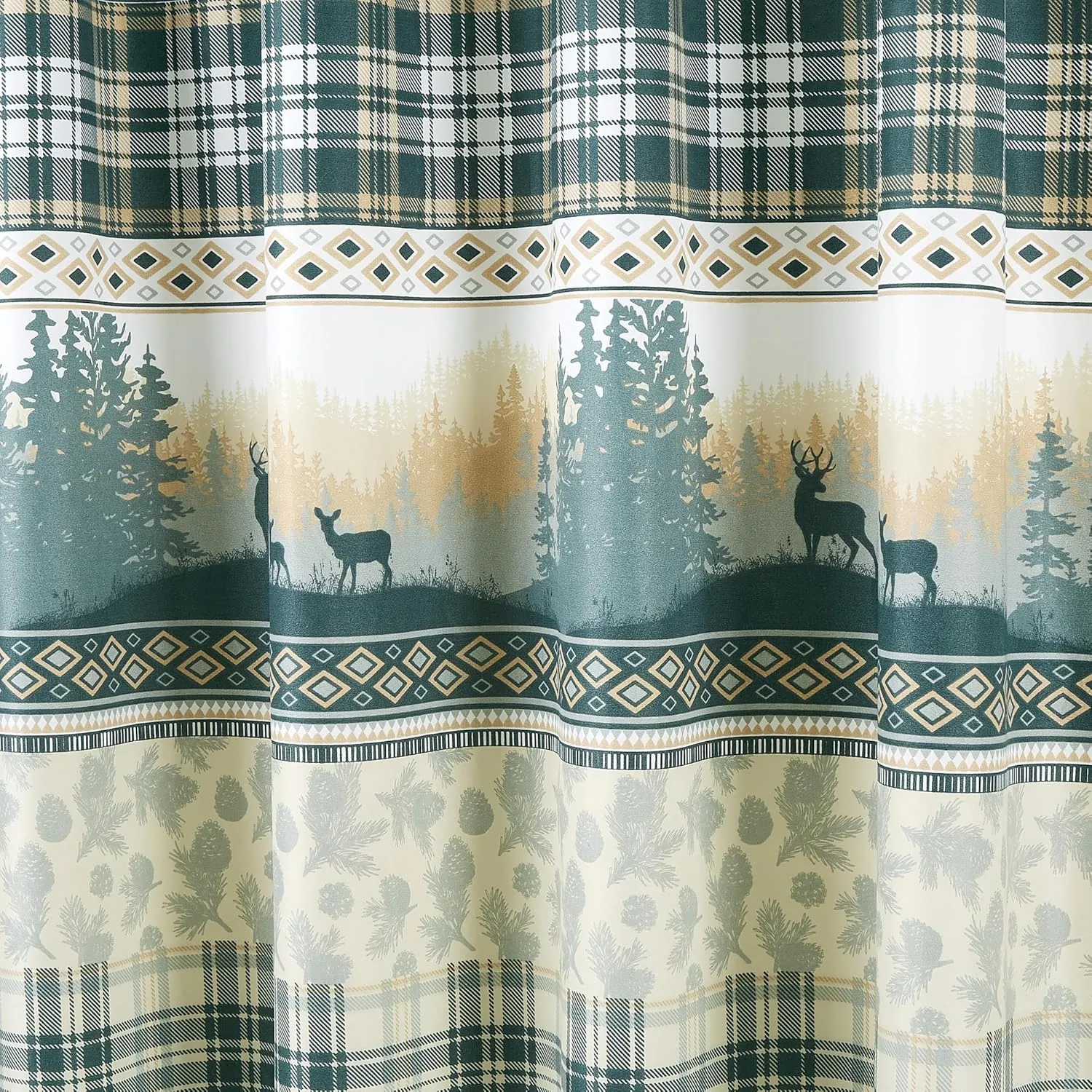 Chezmoi Collection Ridge 7-Piece Northwest Cabin Lodge Bed in a Bag Full Comforter Set - Multicolor Pine Tree Fish Deer Printed Microfiber Bedding Set