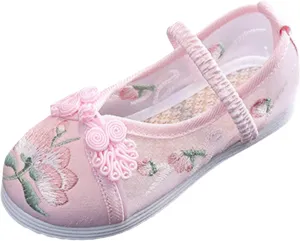 Chinese Traditional Embroidered Costume Shoes Girls Ancient Round Toe Floral Flat𝘀 Fairy Cheongsam Dress Up Shoes